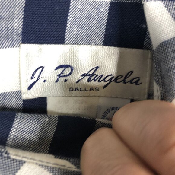 Vintage JP Angela Dress Womens 12 Navy Blue White Check Preppy Office Retro 80s - Picture 8 of 16
